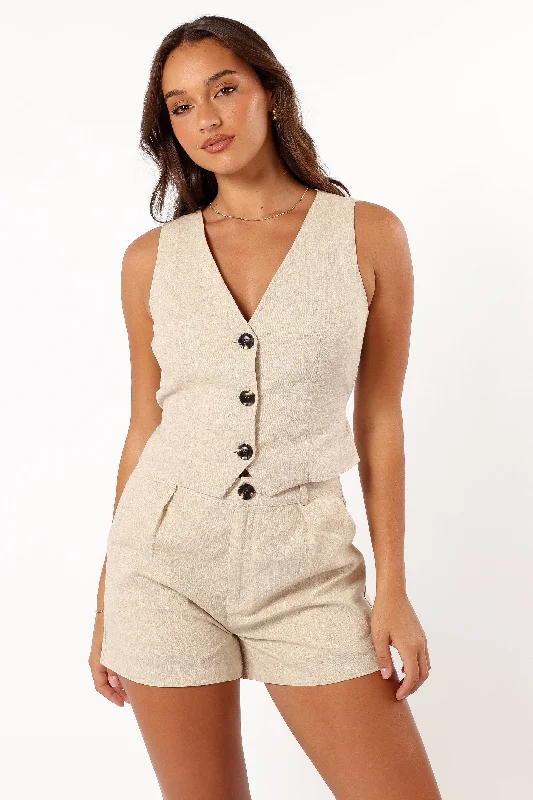 Allegra Linen Vest - Natural