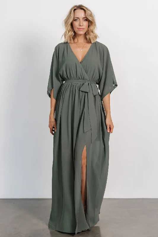 Kia Kimono Maxi Dress | Dark Sage