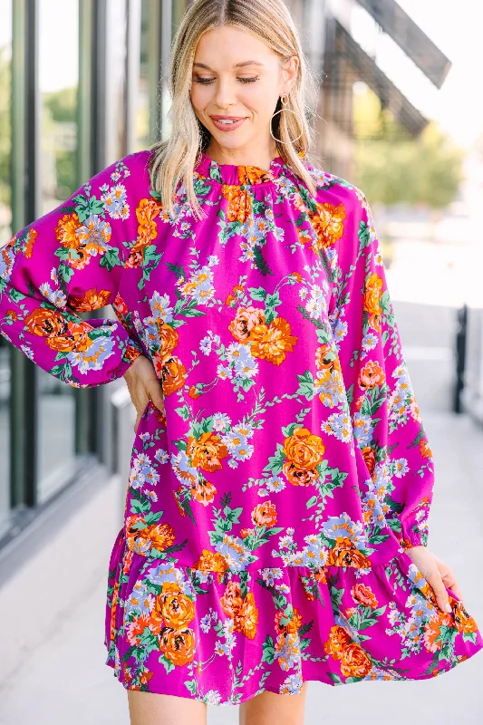 Kindess Is Key Magenta Purple Floral Dress