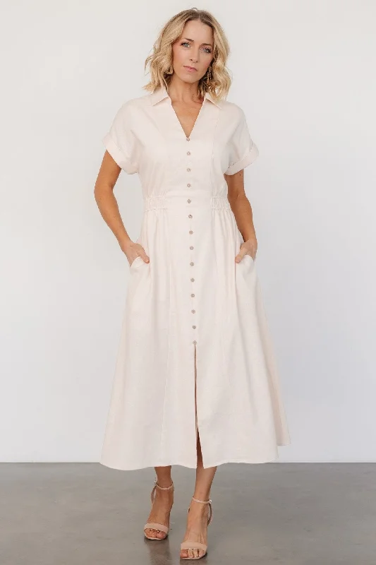 Larah Button Dress | Natural