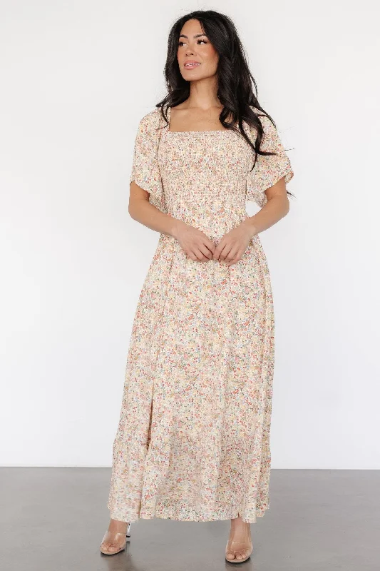 Ellory Smocked Midi Dress | Golden Multi Floral