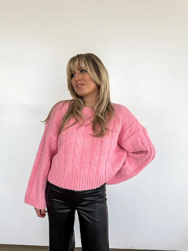 Pink Cable Knit Sweater