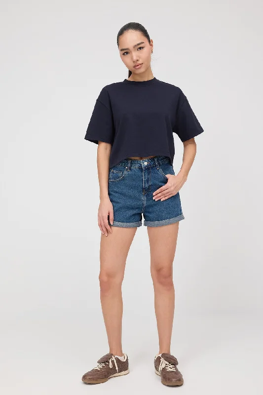 Crew Neck Basic Crop T-Shirt