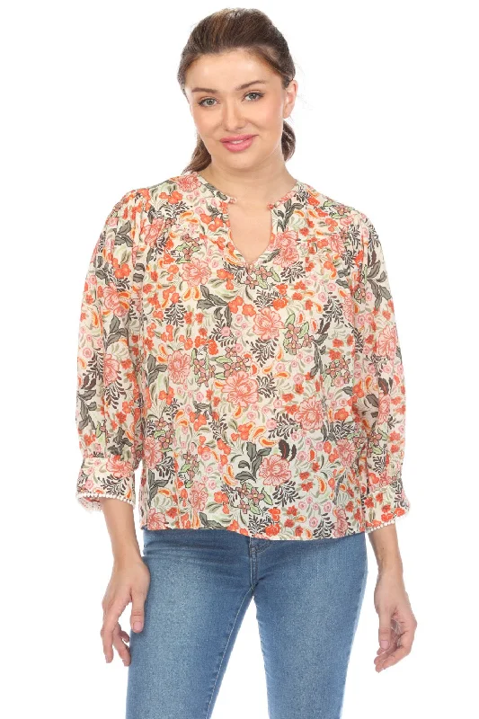 Johnny Was Workshop Valencia Circle Yoke Blouse Boho Chic W13123