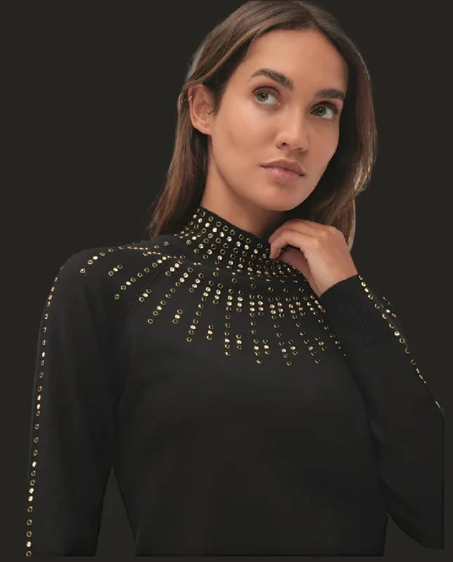 Leo & Ugo Black Gold studded detail polo