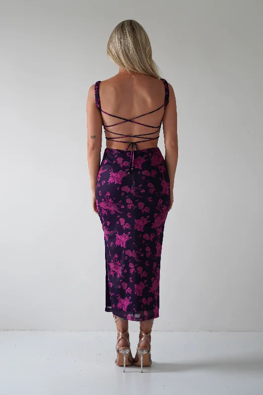 Lulu Bodycon Backless Midi Dress | Grape