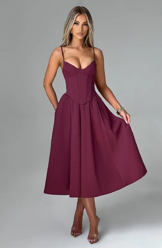 Mariella Midi Dress - Cherry Lacquer