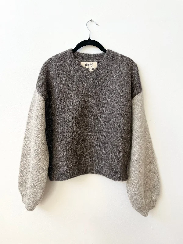 Hand-loomed Grey & Charcoal Félix Sweater, Undyed Alpaca