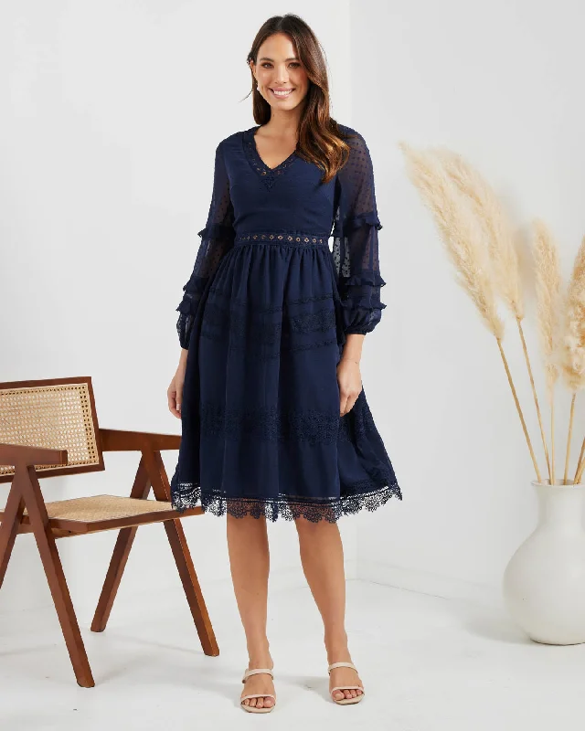 Frida Dress-Navy