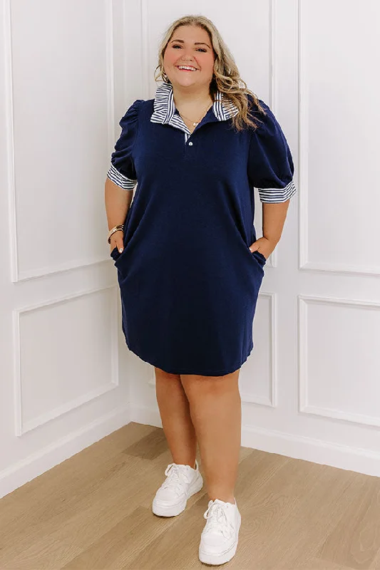 Yacht Club Livin' Mini Dress in Navy Curves