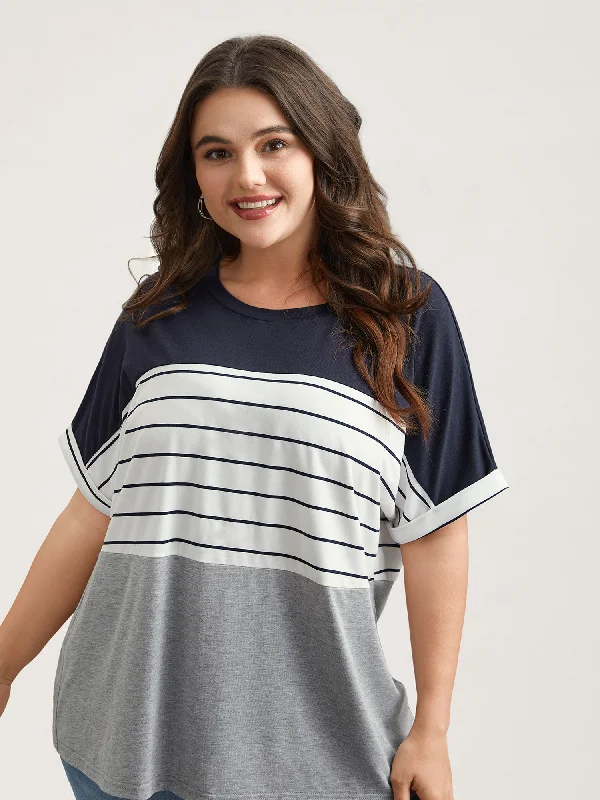 Color-Block Stretchy Stripes T-Shirt