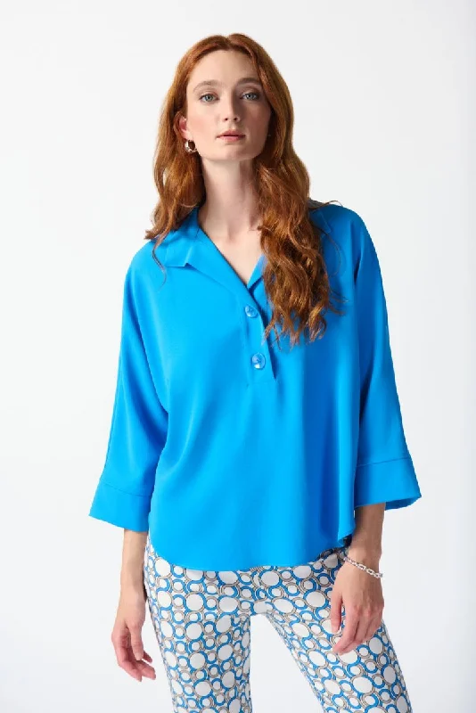 Joseph Ribkoff Collared 3/4 Sleeve Boxy Top 242057