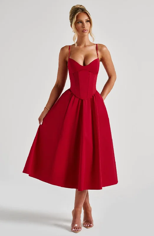 Mariella Midi Dress - Red