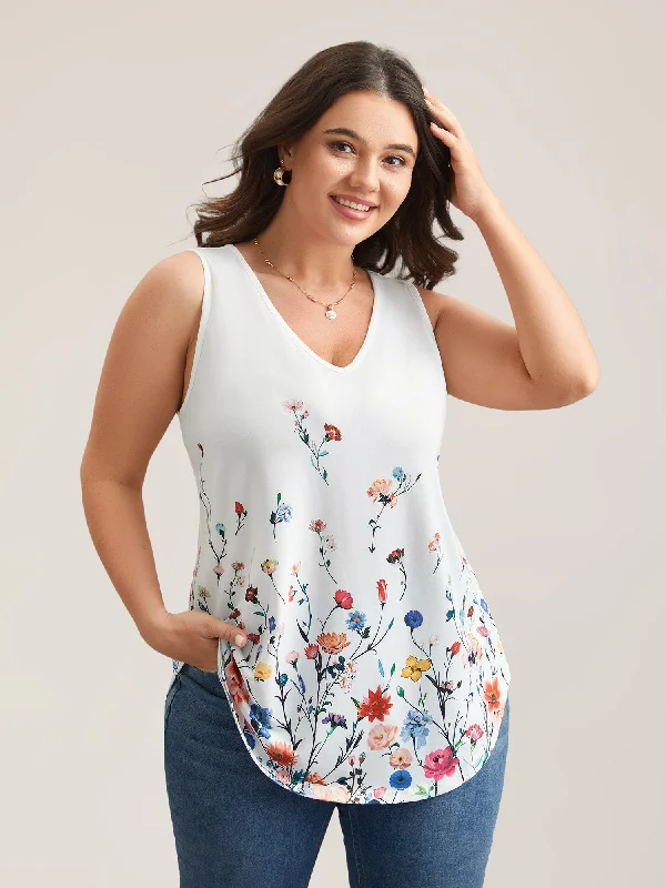 Blooming Flowers Print Stretchy Vest