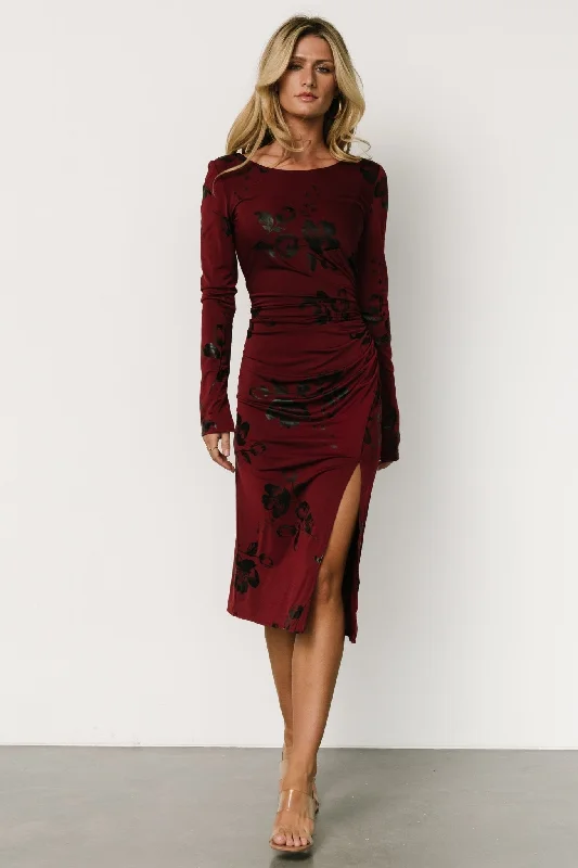 McQueen Midi Dress | Merlot + Black