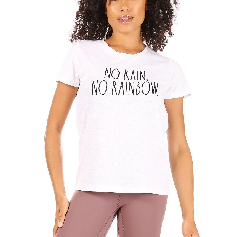 Women's "NO RAIN NO RAINBOW" Short Sleeve Classic Slub T-Shirt