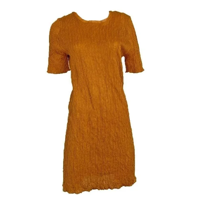 Mustard Cocktail Crinkle Silk Dress