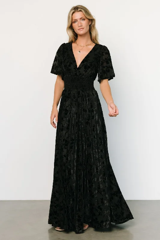 Veronica Velvet Maxi Dress | Black