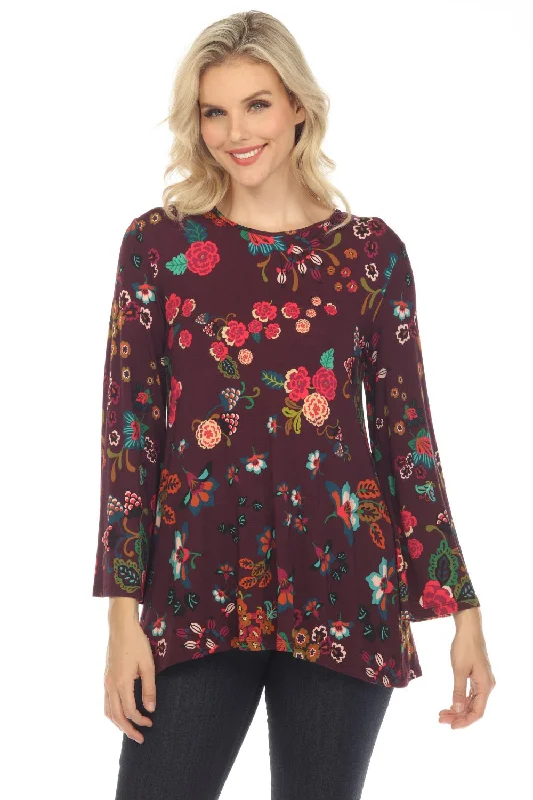 Johnny Was The Janie Favorite Floral High Neck Swing Tunic Top Boho Chic T22123