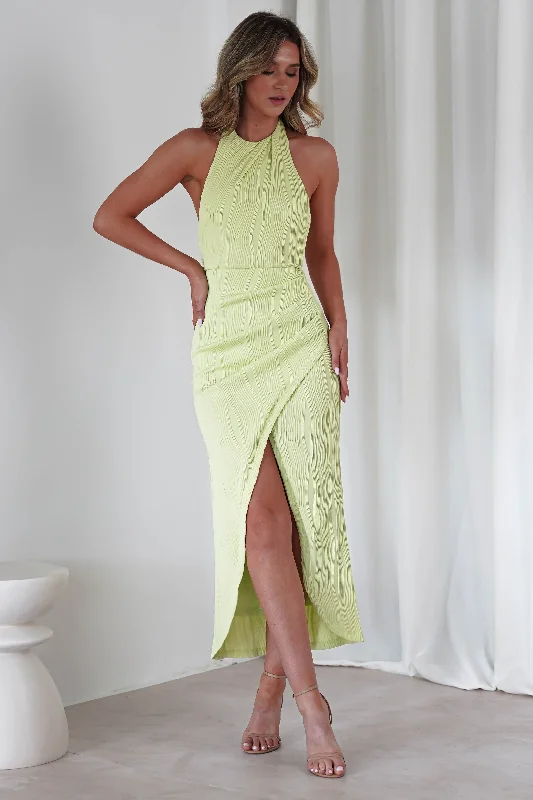 Louisa Ribbed Midaxi Dress | Lime