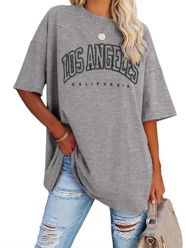 Sixsr Oversized Letter Print T-Shirt, Crew Neck Short Sleeve T-Shirt, Casual Every Day Tops, Women's Clothing