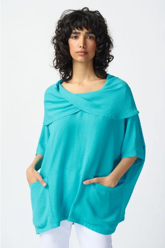 Joseph Ribkoff Gauze Cowl Neck Oversized Tunic Top 241043