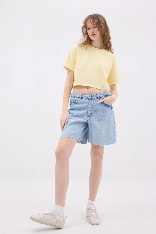 Crew Neck Basic Crop T-Shirt