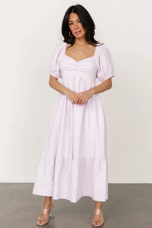 Poppy Midi Dress | Lavender + Off White