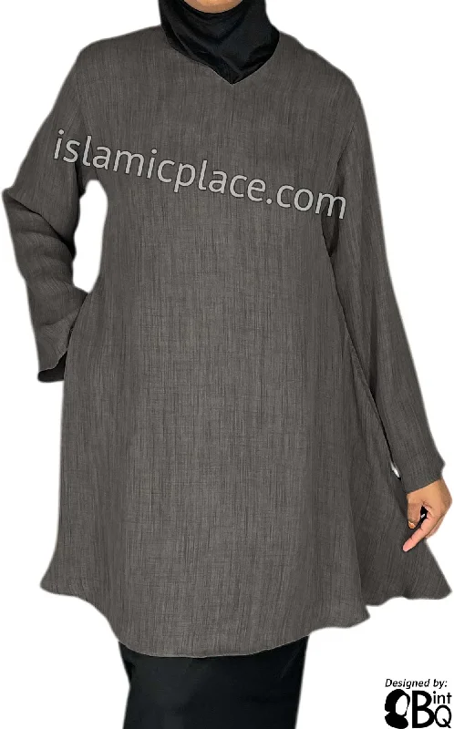 Gray Plum - Shireen Style Kameez Tunic Top by BintQ - BQ51