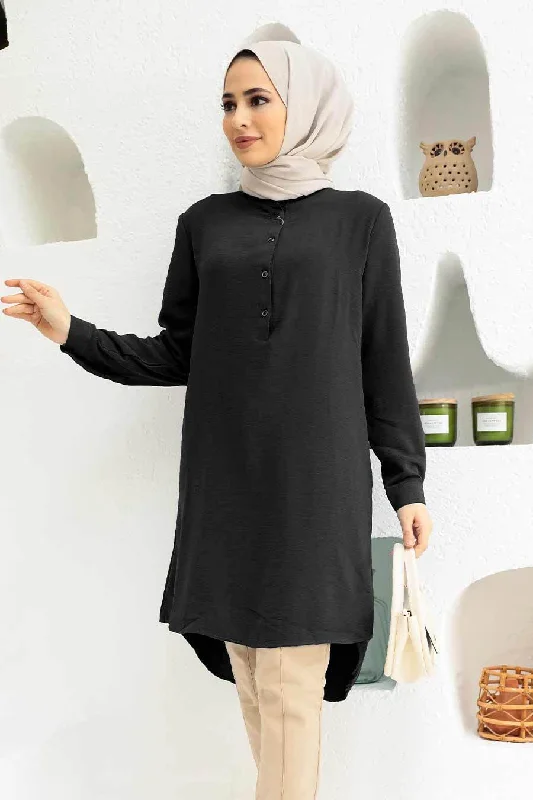 Dunya Textured Tunic - Black