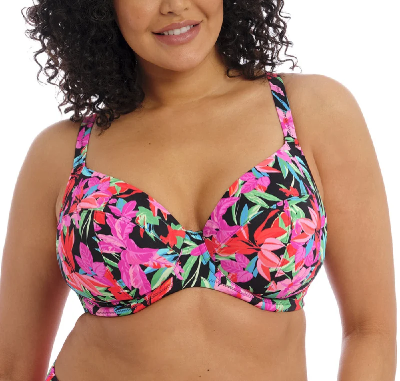 Elomi Swimwear Savaneta Black Tropical Plunge Bikini Top 801302