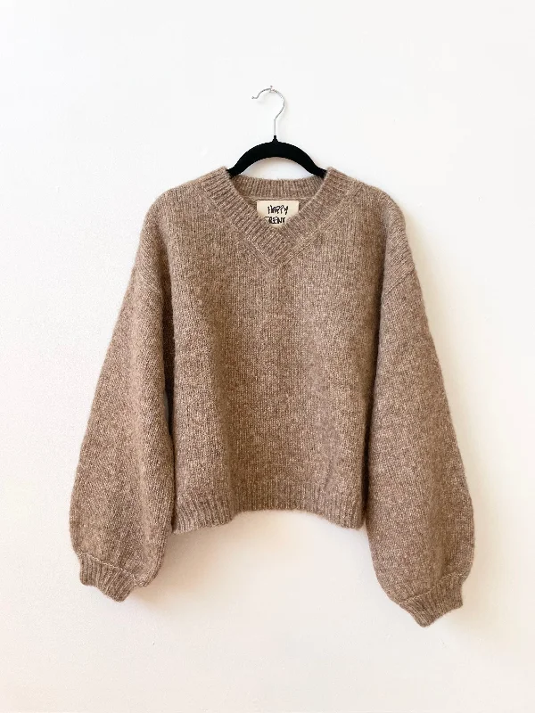 Hand-loomed Camel Félix Sweater, Undyed Alpaca