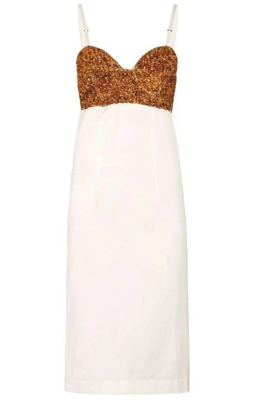 Sequin-Embellished Satin Dress