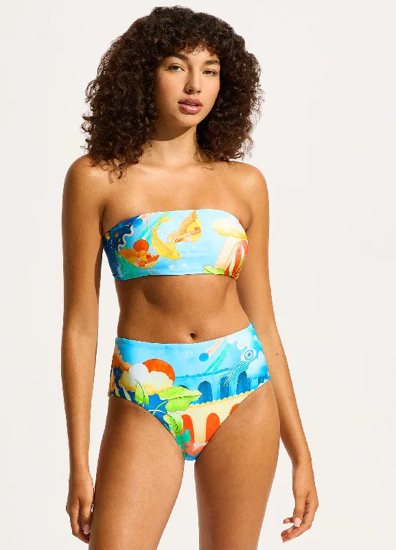 Aquarius High Waisted Bikini Bottom - Turquoise