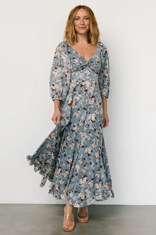 Estefania Maxi Dress | Blue + Peach Floral