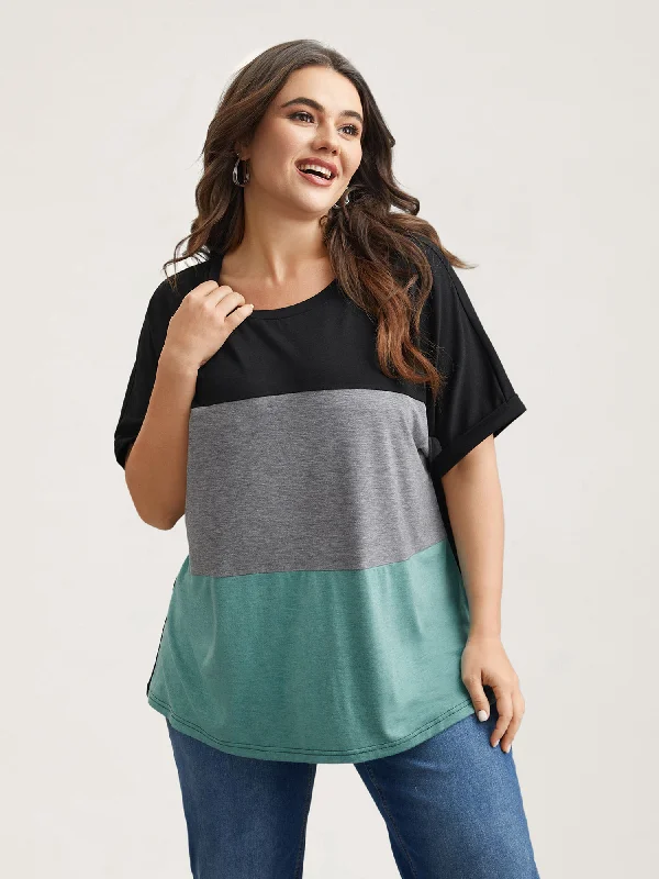 Color Block Dolman Sleeve T-Shirt