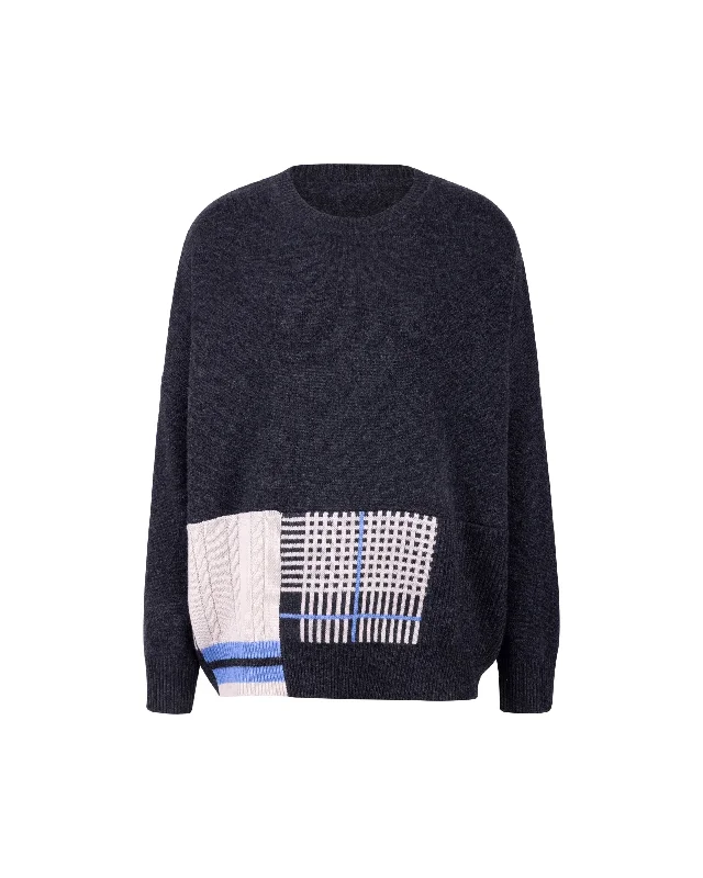 Wool Cashmere Wale Check Knit Top