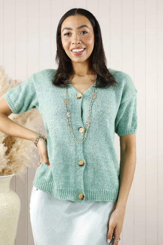 Jolie Button Cardigan Mint