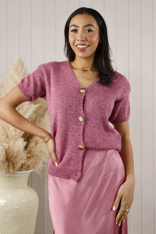 Jolie Button Cardigan Raspberry