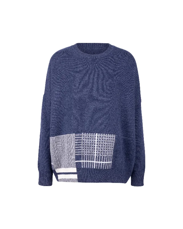 Wool Cashmere Wale Check Knit Top