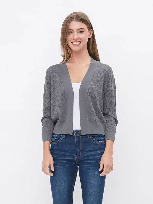 Cielo Open Bolero Pointelle Cardigan