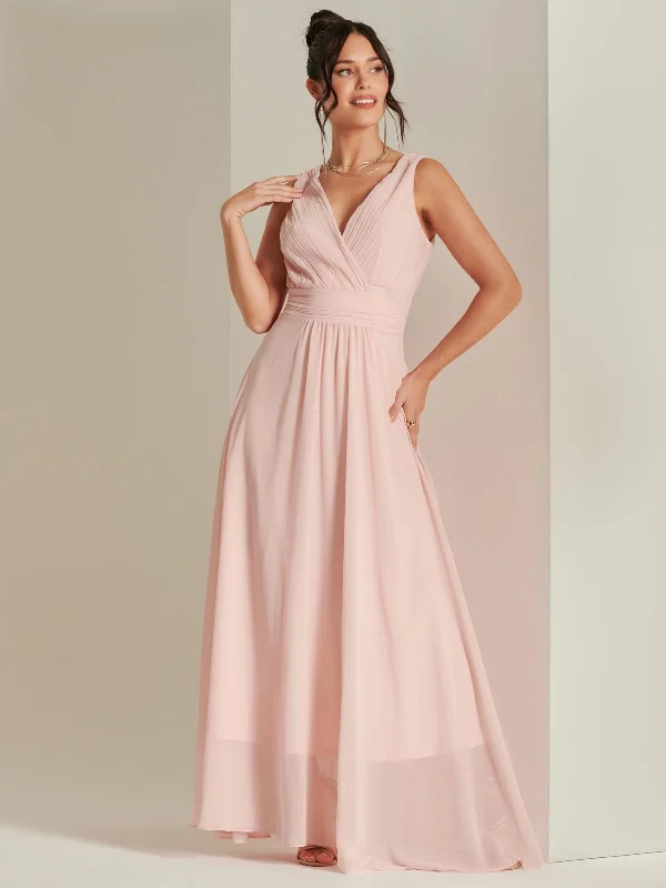 Wrap Bodice Chiffon Maxi Dress, Blush