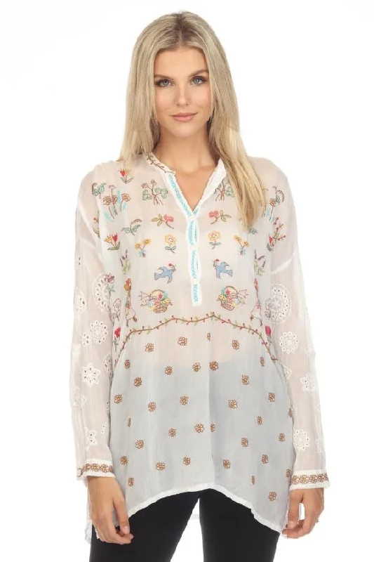 Johnny Was Sami Eyelet Embroidered Tunic Top Boho Chic C25723