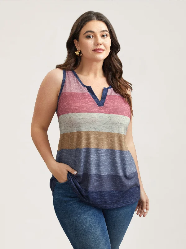 Multi-Color Stripes Off-Sleeves Vest