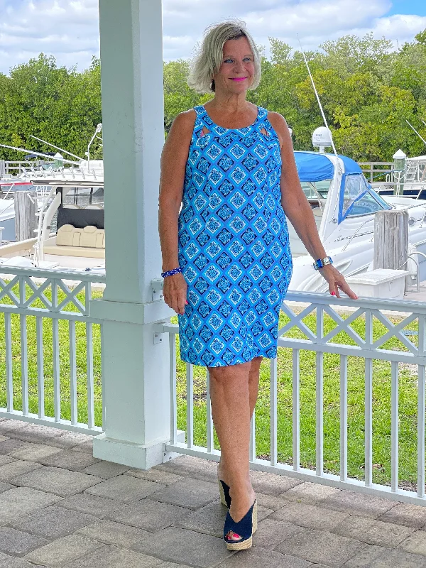 BAHAMA BLUE HALTER DRESS