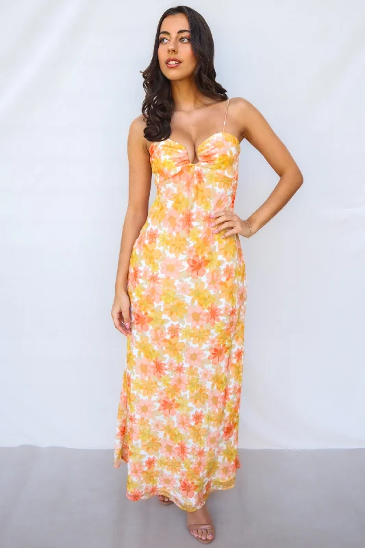 Nova Maxi Dress - Yellow Floral