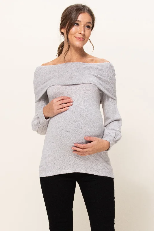 Cashmere Like Sweater Knit Off Shoulder Top