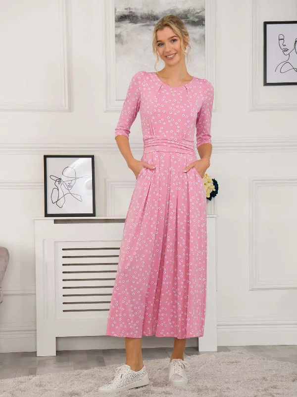 Denisse Spotty Maxi Dress, Dusty Pink