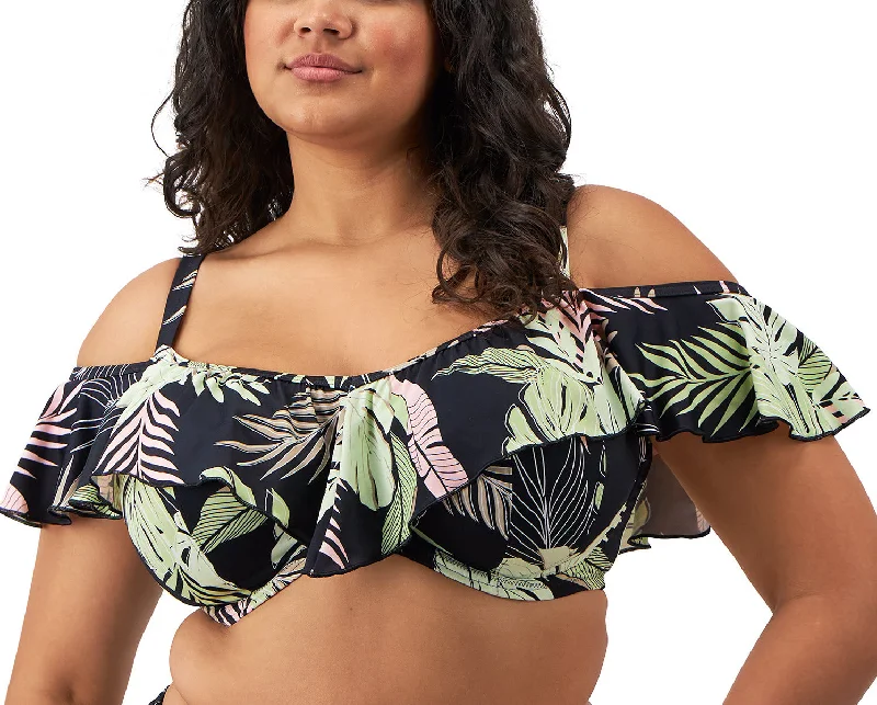 Elomi Swimwear Tropical Retreat Black Bandeau Flowy Bikini Top 801906