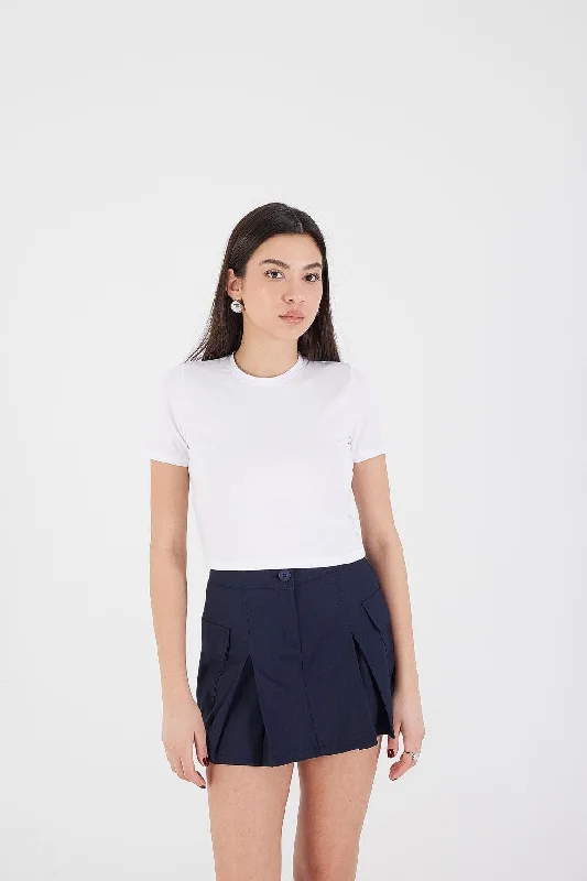 Round Neck Basic Crop T-Shirt